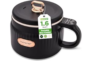 NutriChef 1.6 QT Portable Electric Rice Cooker, Multi-Functional Mini Rice Maker, Non-Stick Ceramic Coating, Digital Control 