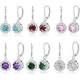 Multicolor Crystal Dangle Studs Earrings Set for Women 925 Silver Hypoallergenic Dangle Earrings Leverback Drop Earring Fashion Cubic Zirconia Leverback Stud Earring Sets Trendy Cubic Zirconia Jewelry Gifts for Women