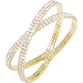 Heyjoin Rhinestone Multilayer Crystal Braid Bangle Cuff Bracelet | for Women