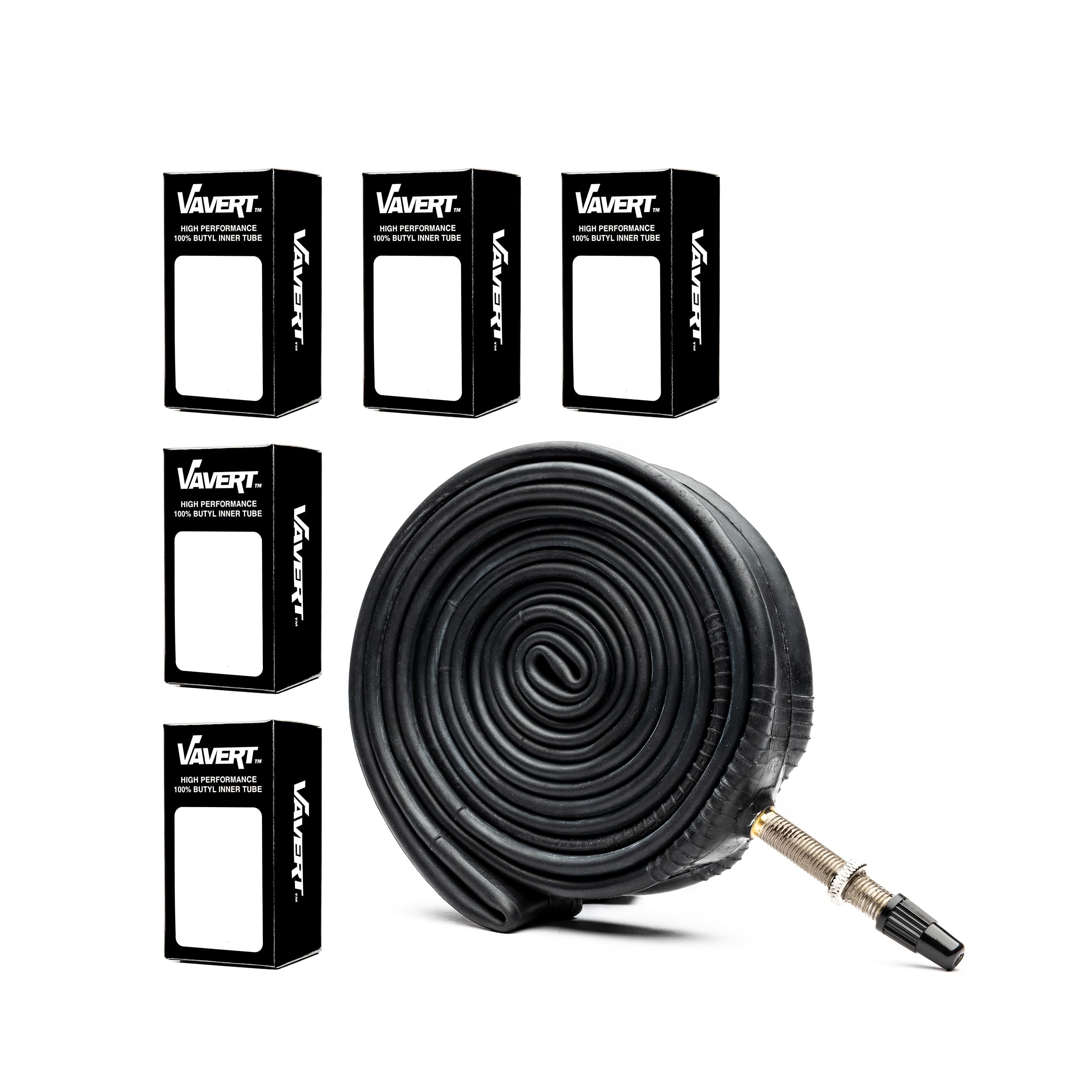 Vavert 700 x 18-25c Road Bike Inner Tubes - Presta 60mm Long Valve (Set of 5)