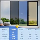 Lifetree Reflective Window Film Privacy Anti Glare See Out Not In 90x200cm Black view 9