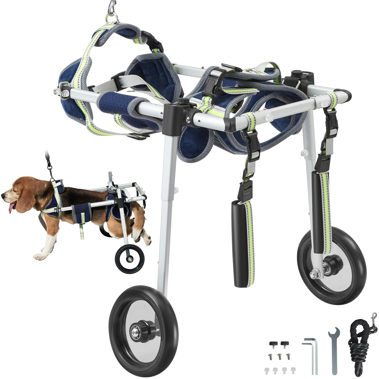 VEVOR 2 Wheels Dog Wheelchair for Back Legs, Pet Wheelchair Lightweight & Adjustable Assisting in Healing, Dog Cart/Wheelchair for Injured, Disabled, Paralysis, Hind Limb Weak Pet(XS)