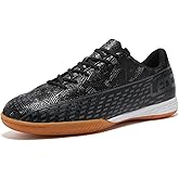 LEOCI Men's Indoor Soccer Shoes Athletic Women's Rubber Futsal Shoes for Trainer Flat Outsole Training