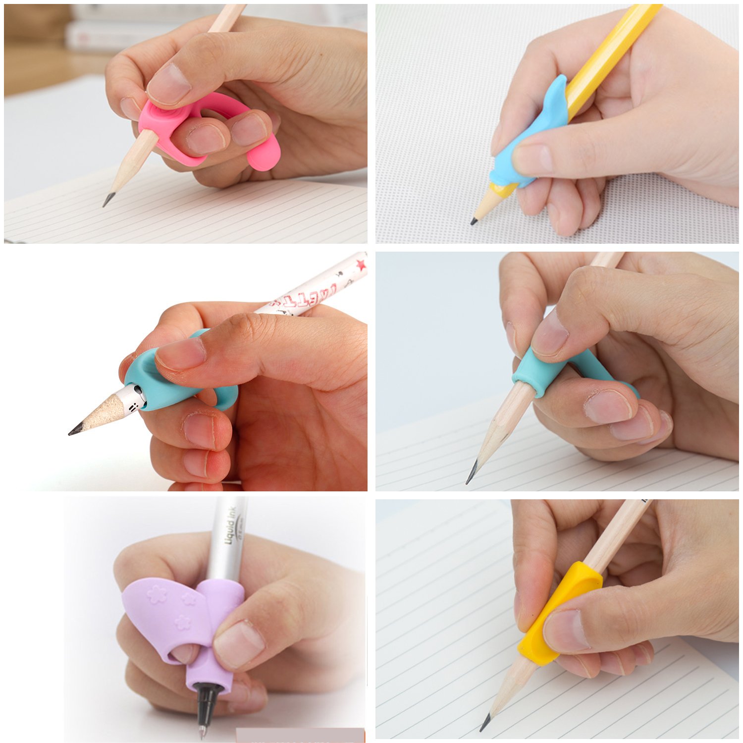 Pencil Grips, MEZETIHE Butterfly Fish Colorful Pencil Grip for Kindergarten Preschooler Kids Handwriting (11PCS)