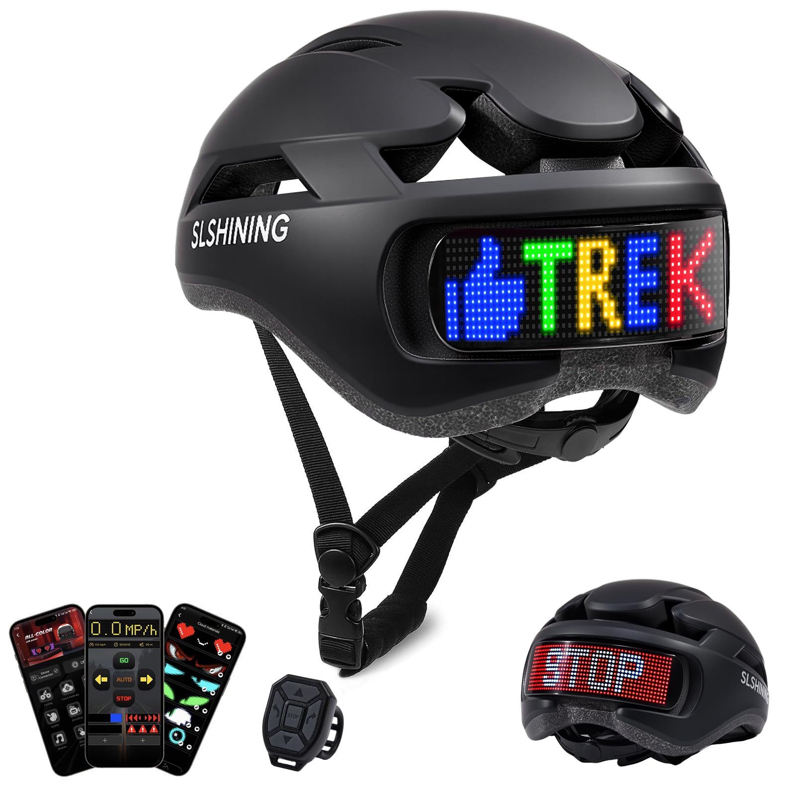Photo 1 of ***MISSING PARTS***
Bike Helmet, Bicycle Helmet with Light, 360° High Visibility LED Display with Turn & Stop Signals, Remote Control, Custom DIY Patterns, Smart APP Controlled, Helmets for Adults, Youth, Men & Women