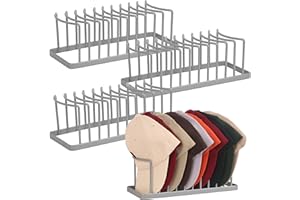 YiSeyruo Hat Organizer - Space Saving Stand for 10 Baseball Caps - Premium Metal Rack Display - Neat and Orderly Closet Stora