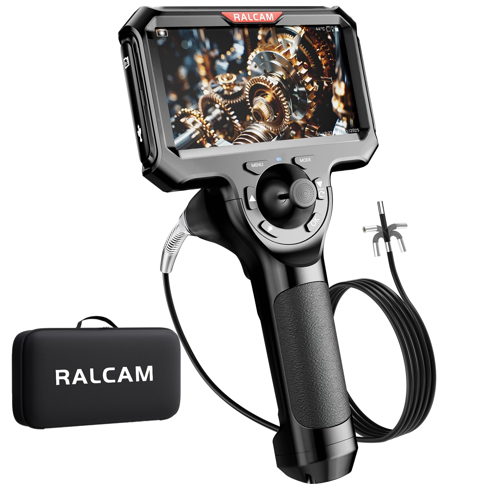 Photo 1 of 4-Way 360° Articulating Borescope, Ralcam Joystick 5" Endoscope Camera with Light, 6.2mm/0.24in Slim Snake Inspection Camera with 5.0ft Semi-Rigid Cable for Engine, Pipe, HVAC Inspection