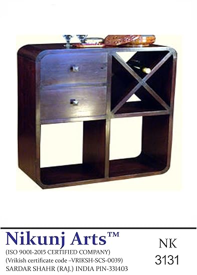 Nikunj Sheesham Wooden Modern Wine Rack Bar Cabinet - Brown