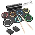 OYAYO Electronic Drum Pad 7 Pads Practice Drum Kit with Dual Speakers, Support Headphone/MIDI Modes, Thickened and Widened Rainbow Roll-Up Drum Pads, Ideal Christmas Birthday Gift For Beginners