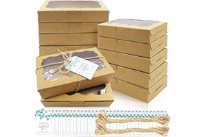 Jyongmer 36Pcs Cookie Boxes Pastry Boxes with Clear Window 7 x 4.3 x 1.5 Inch Brown Kraft Bakery Treat Boxes Premium Gift Box Container for Dessert, Donuts, Pie, Candy, Cupcakes, Muffins, Macaroon