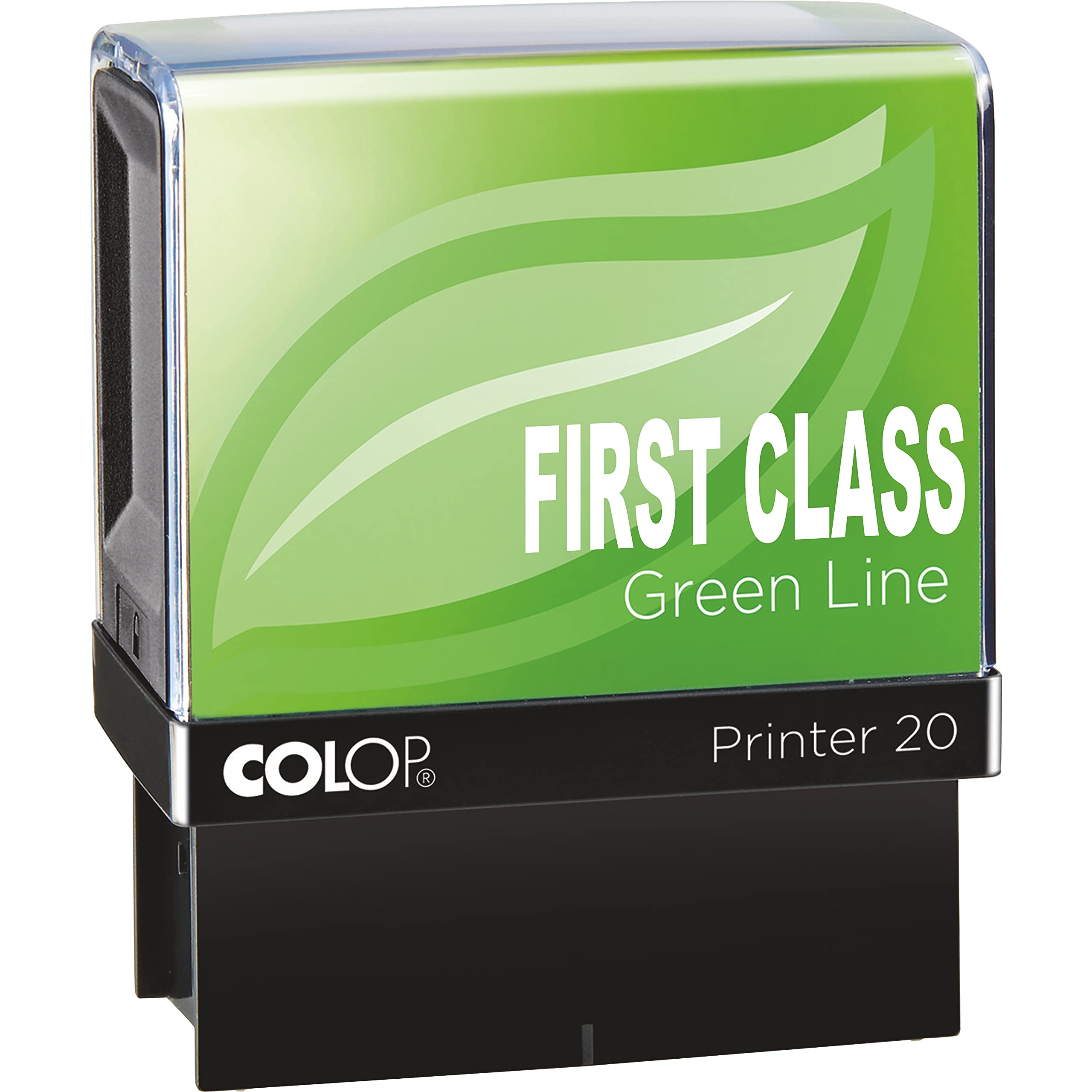 COLOP Green Line FIRST CLASS Stamp - Red Ink | 148219 | 37x13mm Eco-Friendly Office Word Stamp