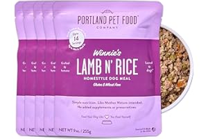 CRAFTED BY HUMANS LOVED BY DOGS Portland Pet Food Company Fresh Dog Food Pouches - Human-Grade Toppers Wet Pet Meal & Mixers - Gluten-Free Limited Ingredient Winnie's Lamb N' Rice - Large & Small Breed Puppy & Senior Dogs - 5 Pack