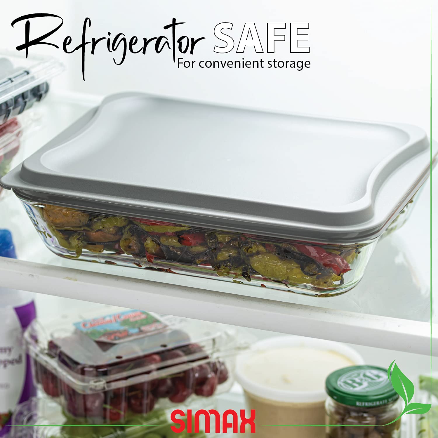 Simax Exclusive Clear Rectangular Glass Roaster | Includes Glass and Plastic Lid, Heat, Cold and Shock Proof, Made in Europe, 2.6 Quart