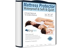 KINGNEX Cooling Twin XL Mattress Protector Waterproof Ultra Soft Matressprotector for College Dorm Room Extra Long Twin Bed Noiseless Smooth Jersey Top Fitted Cover with Stretchy Pocket