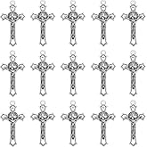 YionZian 30pcs Antique Silver Jesus Crucifix Christ Cross Charms Pendants For DIY Making Crafting Findings Accessory for DIY Necklace Bracelet