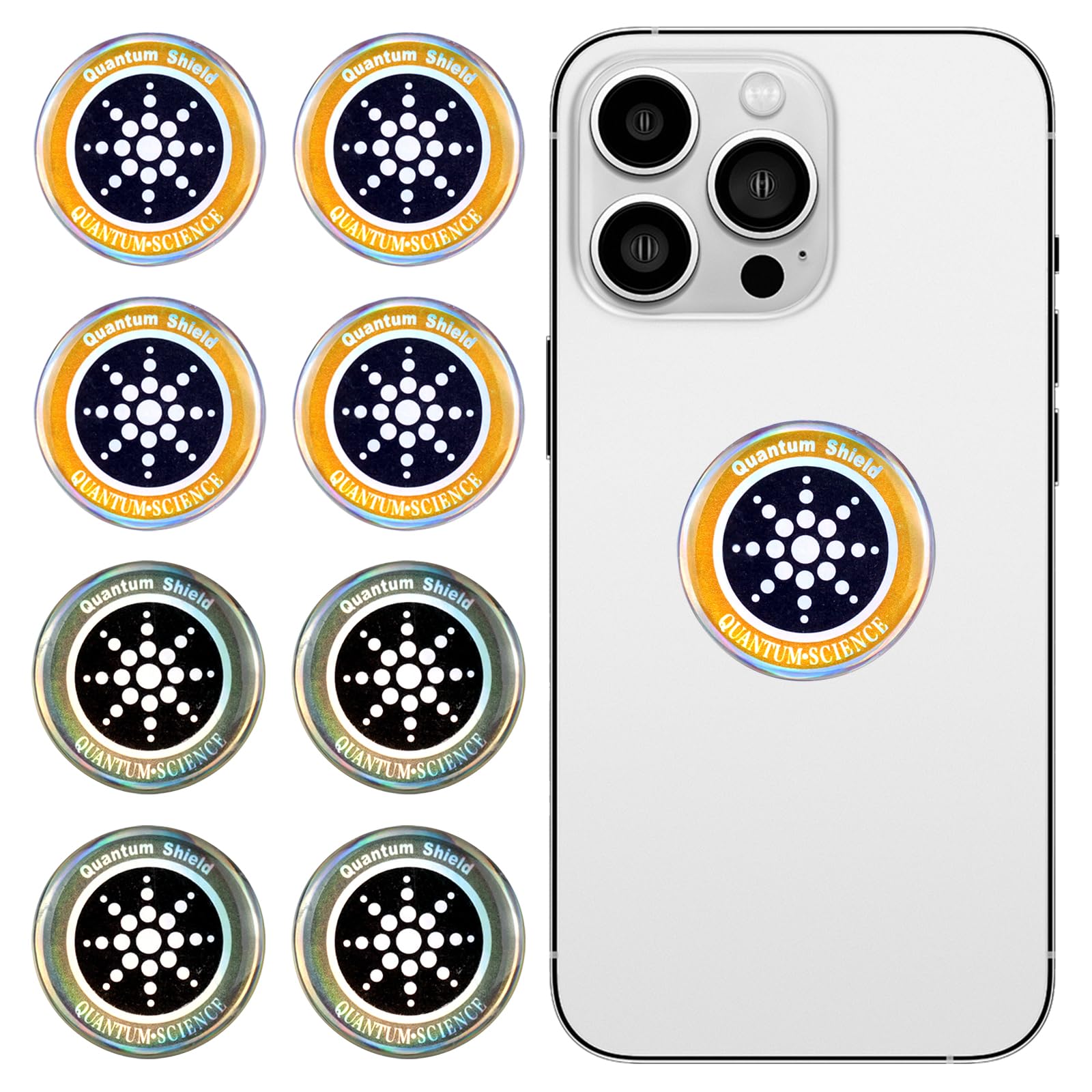 8-Pack Cell Phone Protection Neutralizer Stickers – Radiation Blocking & Energy Balancing Stickers for Phones, Tablets, Laptops & All Electronic Devices (Gold + Silver)