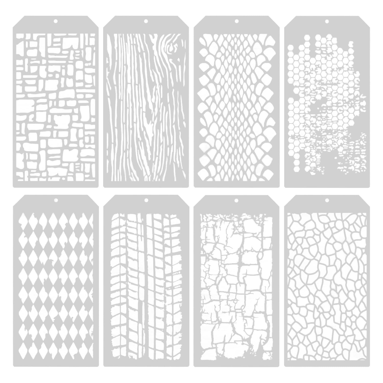 8 Piece Painting Templates, Art Templates, Multi-Pattern Templates, Scrapbook Decoration Painting Templates, DIY Crafts Templates