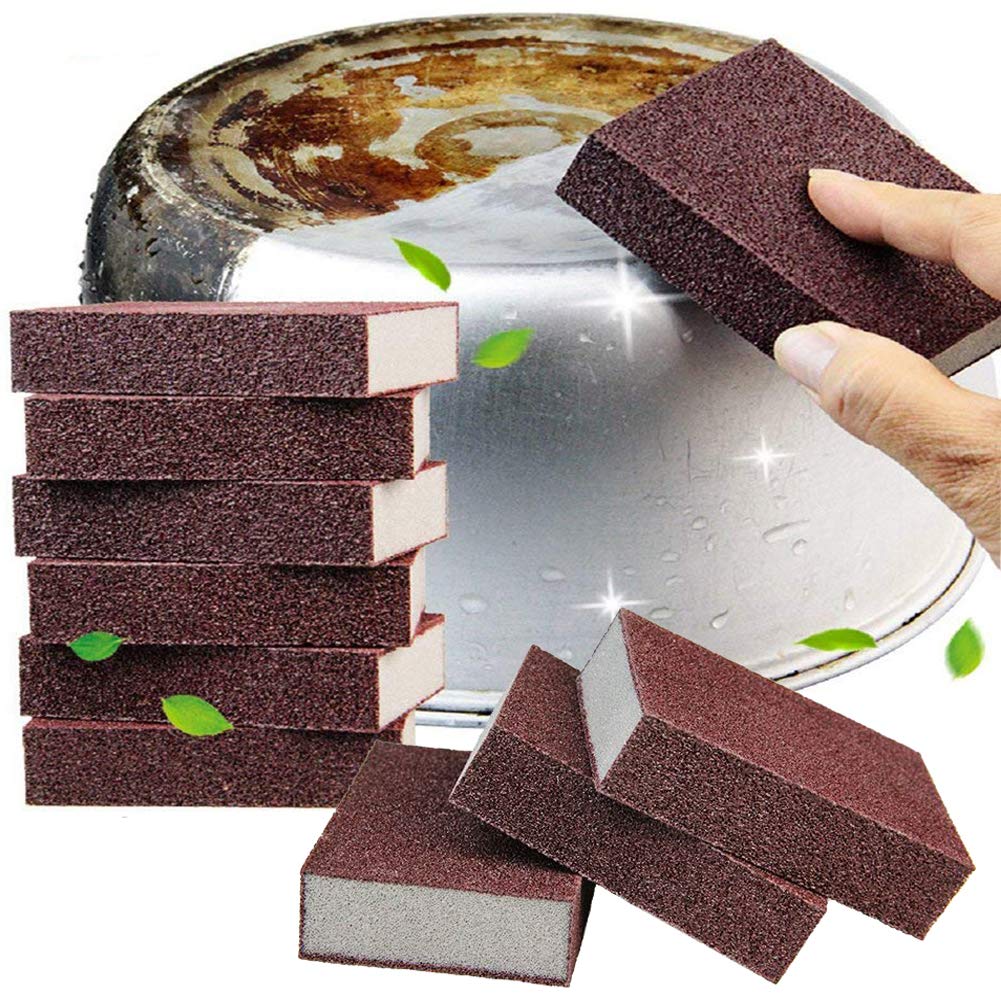 Qovydx 10 Pack Carborundum Sponges Nano Magic Emery Cleaning Sponge Rust Sponge for Pots and Pans Rust Remover Carborundum Nano Sponge