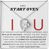 Apology Gift for Her – “I Realize My Mistake” Necklace, Let’s Start Over I’m Sorry I Love You Gift for Girlfriend, Wife, or Partner