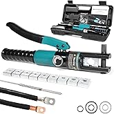 Brileine 10-Ton Hydraulic Crimping Tool with 9 Dies - Battery Cable Crimper Tool & Wire Rope Crimping Tool for 12 AWG to 2/0 