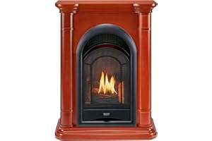 ProCom Dual Fuel Ventless Gas Fireplace System with Mantle, Thermostat Control, 4 Fire Logs, Use with Natural Gas or Liquid Propane, 10000 BTU, Heats up to 500 Sq. Ft., Apple Spice