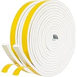 fowong White Door Weather Stripping 26 Feet, 1/2 Inch Wide X 1/4 Inch Thick, High Density Foam Tape Roll Neoprene Rubber Adhe