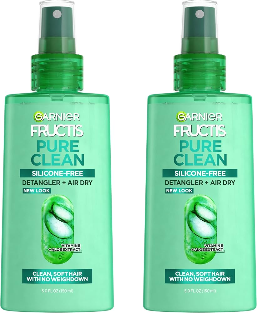 Garnier Fructis Pure Clean Detangler + Air Dry Spray, 5.0 Fl Oz, 2 Count (Packaging May Vary)