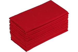 Gratico Christmas Dinner Napkins Solid Cloth Napkins Set of 12 Red Cotton 18x18 Inches Dinner Napkins Cloth Napkins with Mitered Corners Dinner Napkins