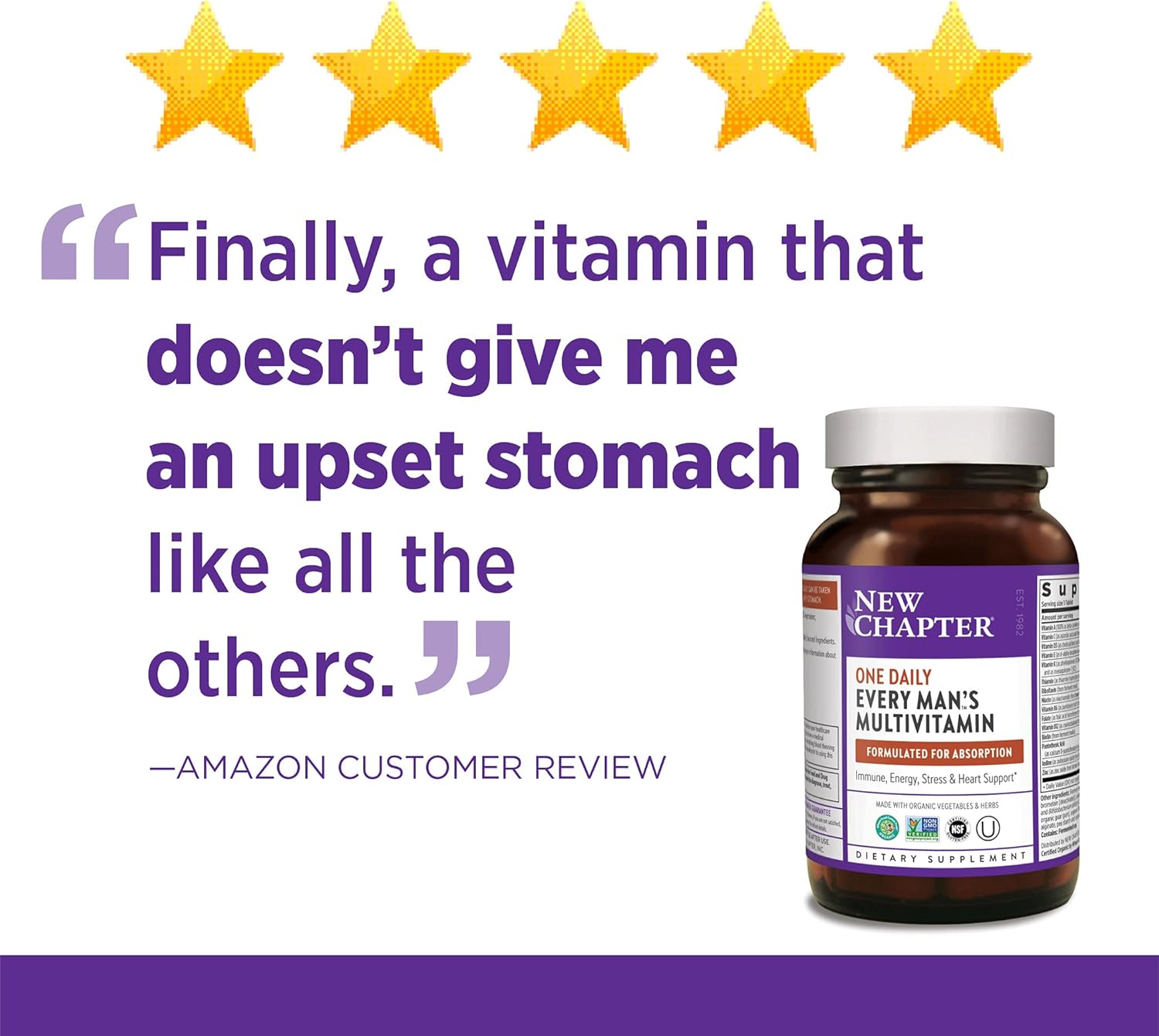 New Chapter Men’s Multivitamin + Immune Support – Every Man’s One Daily with Fermented Nutrients - 72 ct: Health & Personal Care