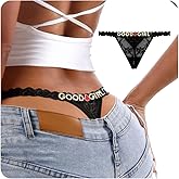 RIOFDSK Personalized Thongs Unusual Name Underwear for Women Sexy Lace Bikini with Cute Rhinestone Metal Letter Underpants