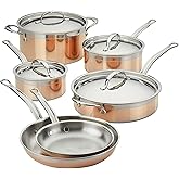 Hestan - CopperBond Collection - 100% Pure Copper 10-Piece Ultimate Cookware Set, Induction Cooktop Compatible