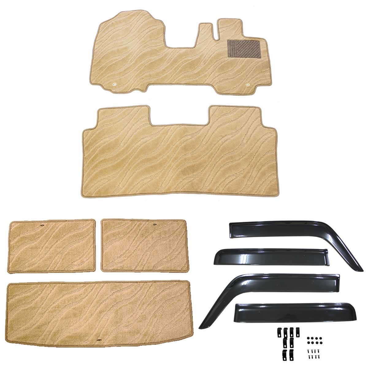 D Iプランニング カー用品 フロアマット ラゲッジマット サイドバイザー セット 車用 カーマット 織柄c