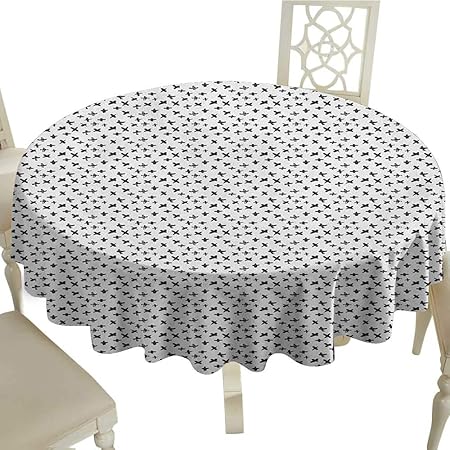 Nappe Ronde Imprimee Noir Et Blanc Vue Aerienne Paysage Urbain