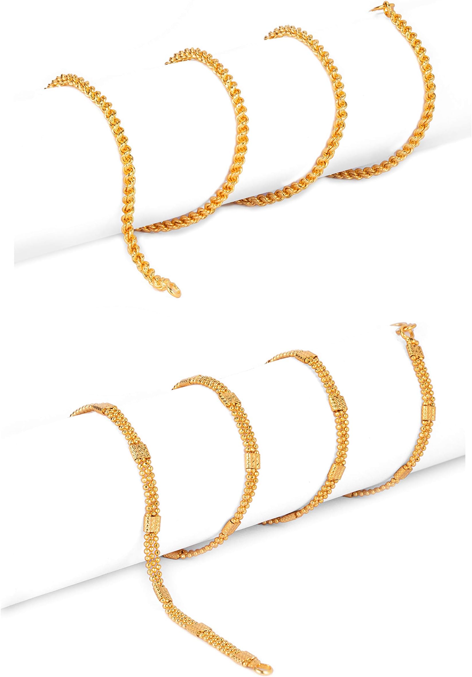 AanyaCentric Combo of Long Gold Plated Fashion Chain Mala Necklace - 2nos Chains
