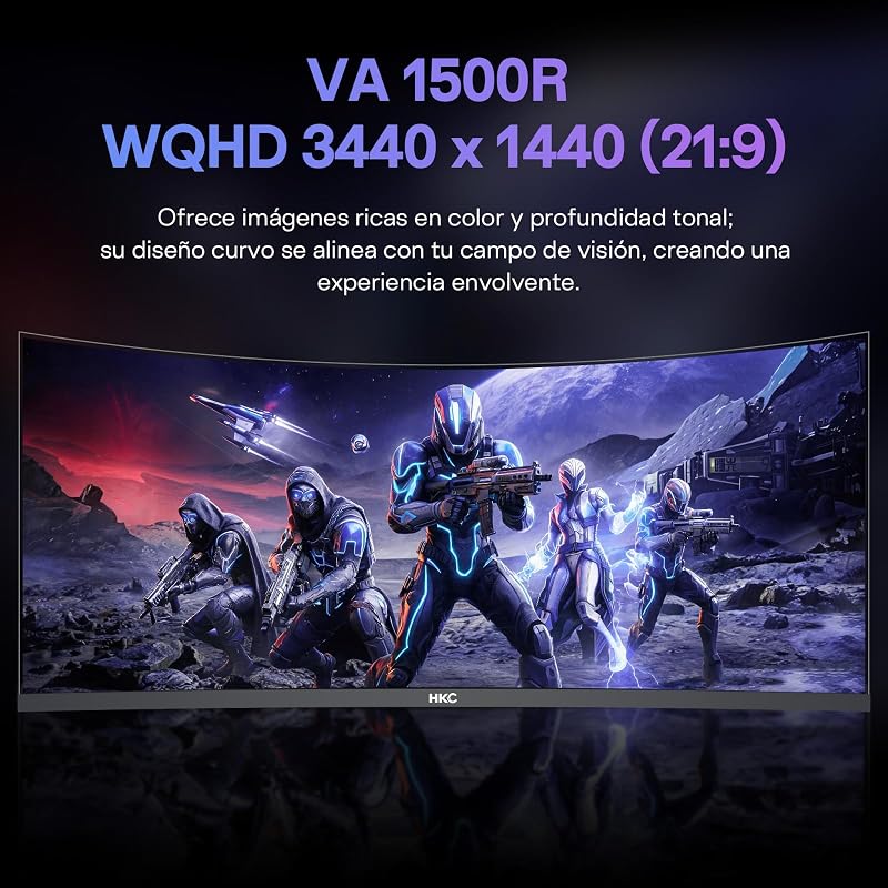 Monitor curvo para jogos 34 polegadas UWQHD(3440x1440) VA 120Hz, 1ms MPRT