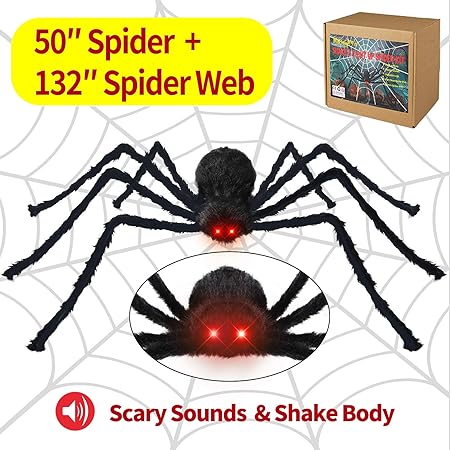 Amazon Com Halloween Decorations Outdoor Spider 4 1ft With Led