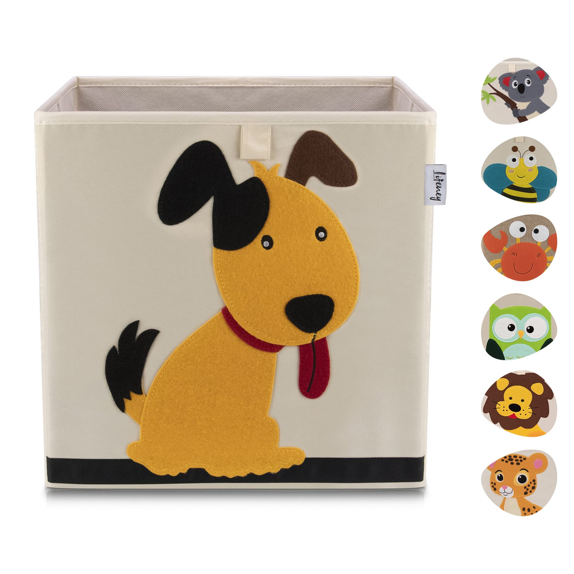LIFENEY Children's Storage Box with Dog Motif, Toy Box with Animal Motif, Suitable for Cube Shelves, Organiser Box for the Children's Room, Storage Basket Children — image 1