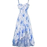 Scarlet Darkness Summer Dresses for Women 2026 Floral Corset Wedding Guest Dress Ruffle Maxi Dress with Pockets