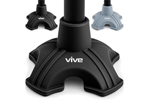 Vive Cane Tip - Self Standing Quad Base Replacement for Most Walking Canes, Walking Sticks, Folding Canes or Offset Quad Pod or Tripod Canes - 4 Prong Rubber Cane Foot Pad