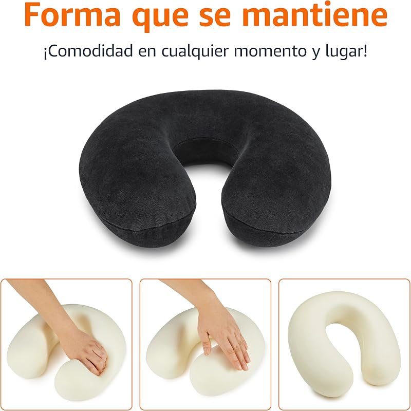 Semicircular Almohada para cuello, de espuma viscoelástica, Negro