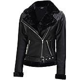 Blingsoul Womens Leather Sherpa Jacket - Real Leather Winter Jackets for Women