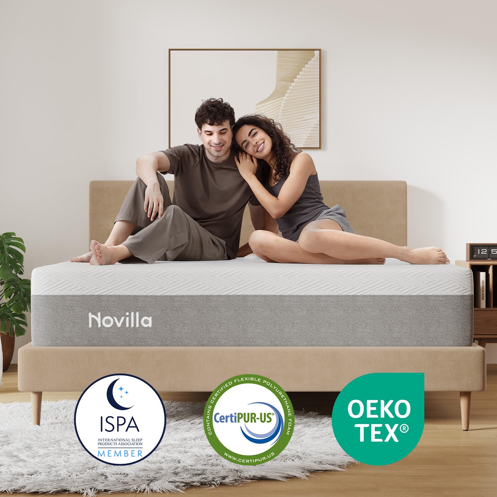 Novilla Queen Size Mattress, 12 Inch Gel Memory Foam Mattress for Cool Night & Pressure Relief, Medium Plush Feel with Motion Isolating, Bliss