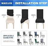 MAXIJIN Pea Green Jacquard Stretch Dining Chair Covers 4/Set Parson Slipcovers view 5