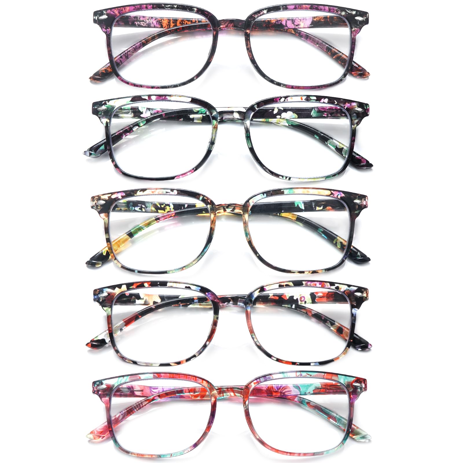 ZONLON 5 Pack Reading Glasses for Women - Anti Blue Light Blocking with Spring Hinges (5 Multicolor C4, 4.0) — image 1