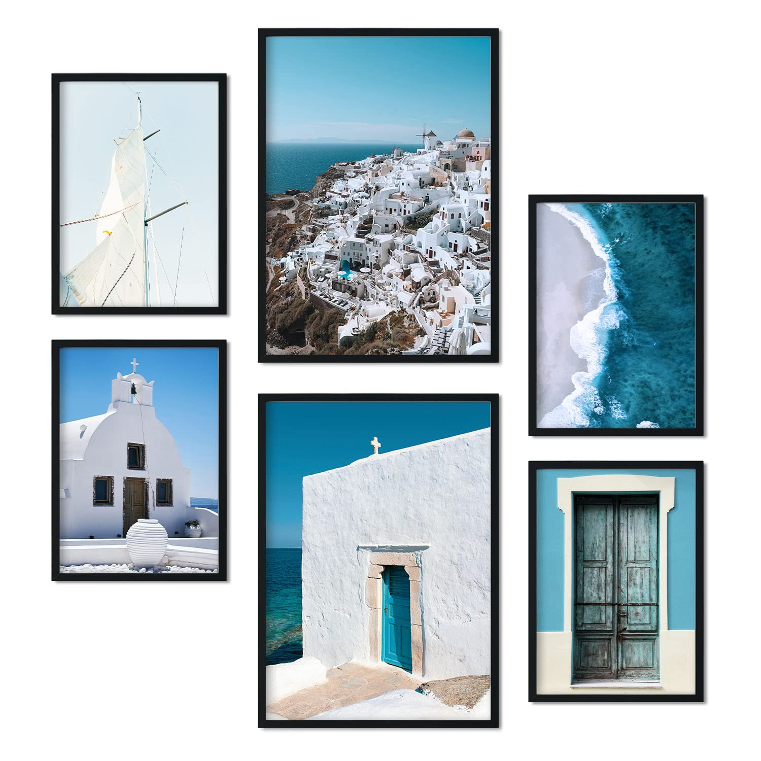 Nacnic - Set of 6 Morocco Greek Island Pictures - Photography-style Wall Art Print for Interior Decoration - Summer art printing Prints in Greece - A3 & A4 - Unframed