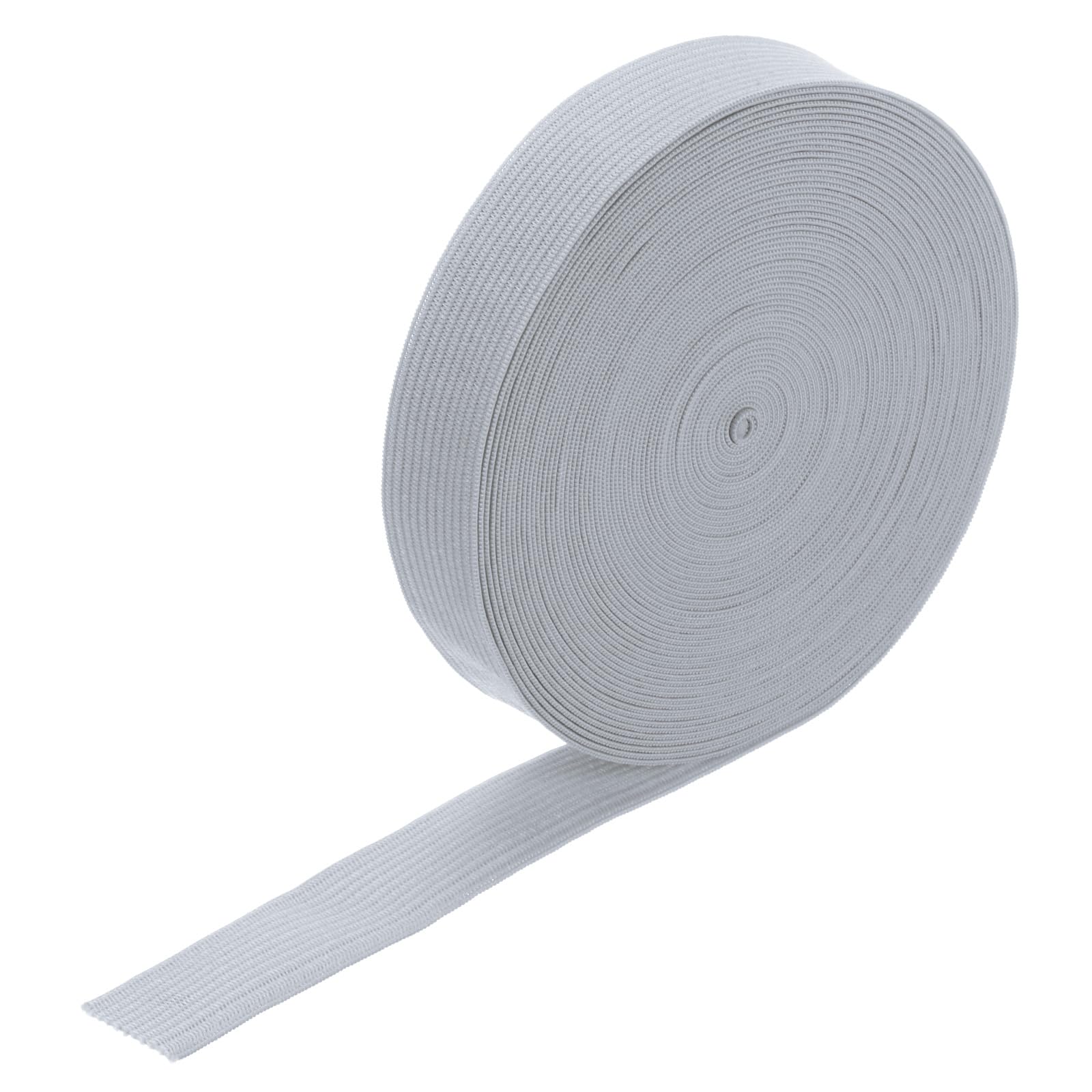 M METERXITY Elastic Bands for Sewing, 0.8 Inch 11 Yards Roll of High Elasticity Knit Elastic Spool, Elastic for Sewing Waistband/Wigs/Pants/Crafts DIY Stretchy Ribbon [White Gey]