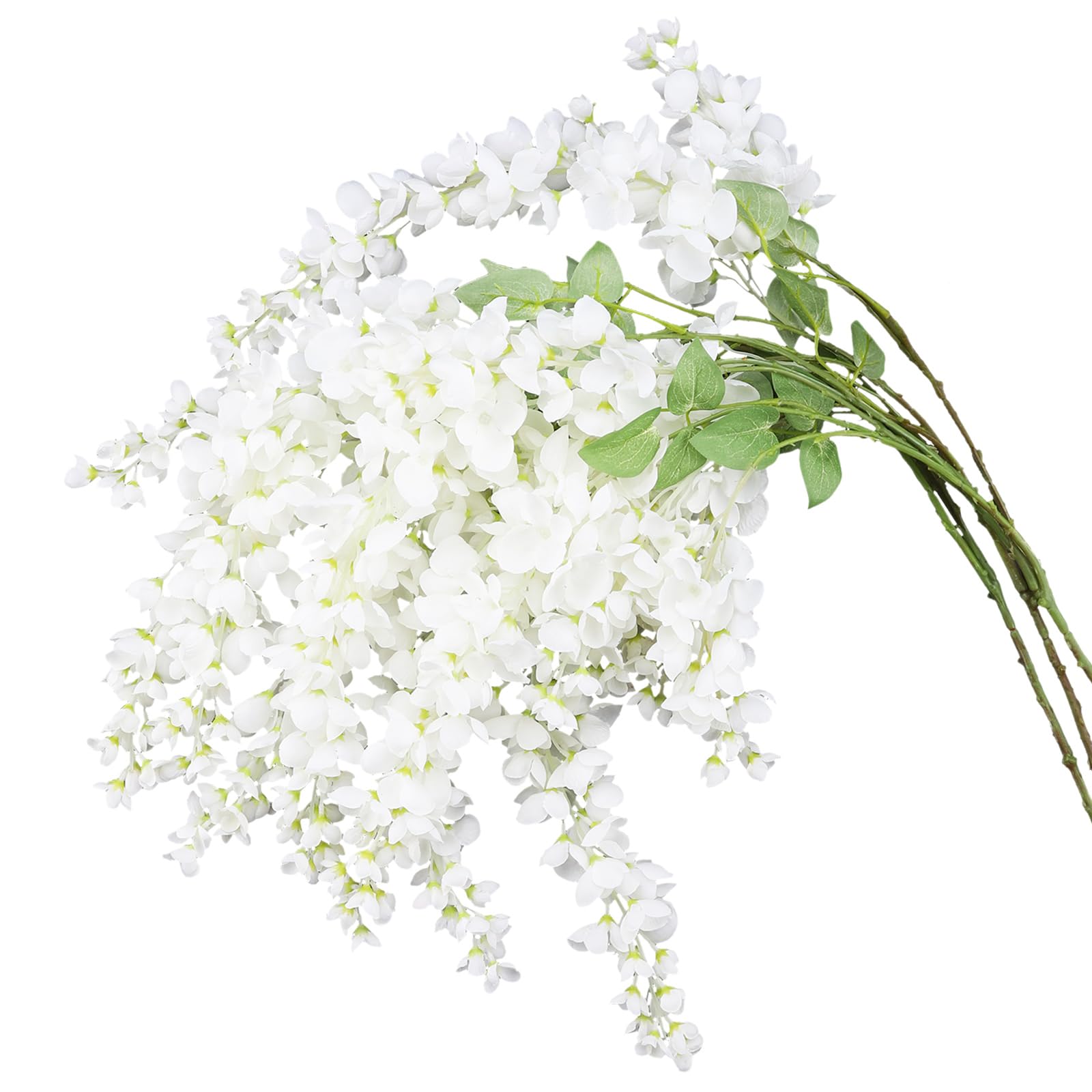 Photo 1 of IBWell 3 Strands 40 inch White Fake Wisteria Hanging Flowers Wall Flowers Fake White Flowers Wisteria Flowers White Faux Flowers Artificial Wisteria for Flower Arrangements
