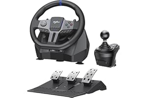 PXN V9 Gen 2 Racing Wheel with Hall Effect Pedals and Shifter, Gaming Steering Wheel for PC, Xbox Series X|S, Xbox One, PS4, Magnetic Sensor, 270°/900° Quick Switch, App Tuning