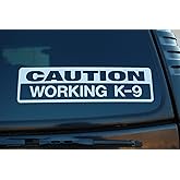 Caution Working K9 Vinyl Sticker Decal Police Dog Law Enforcement Choose Color & Size (V450) (8" X 2.5", White)