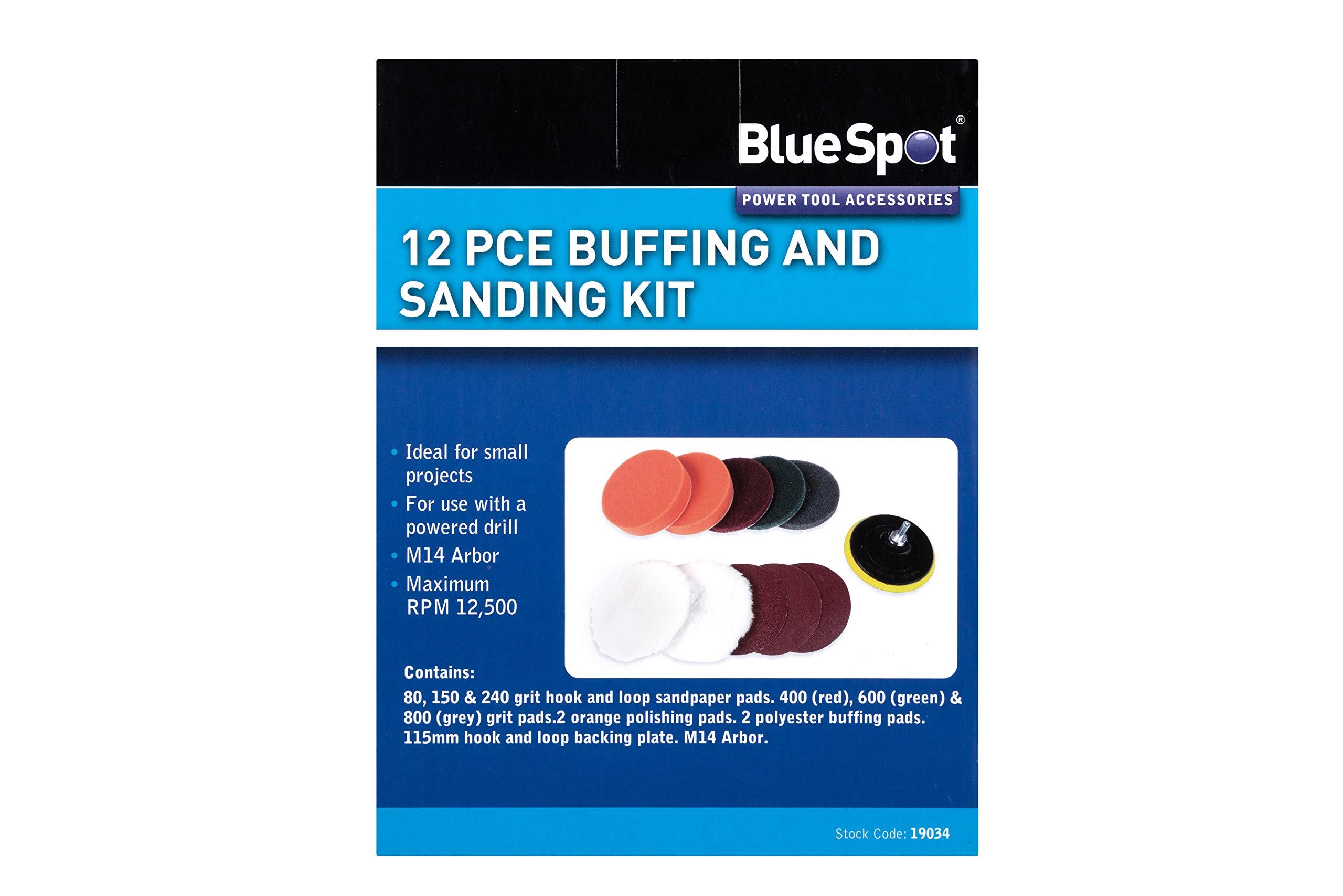 Bluespot Tools 19034 12pce Buffing and Sanding Kit